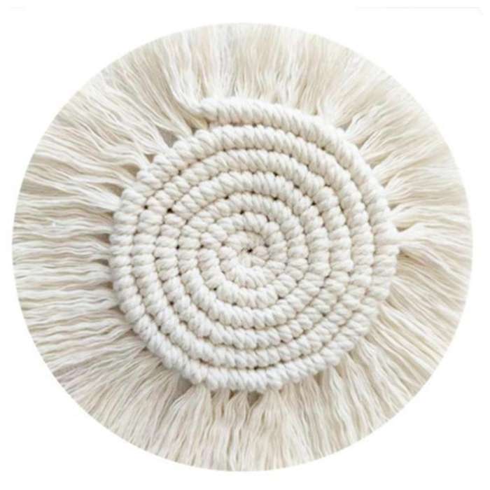 Round Cotton Coasters Placemat Non-slip Handmade Cup Mat for Table