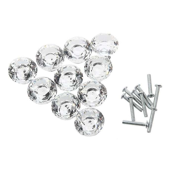 30pcs 30mm Diamond Crystal Glass Door Drawer Cabinet Furniture Handle