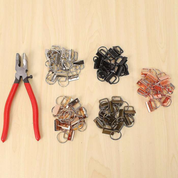 Key Fob Hardware,60pcs 1 Inch Key Fob with Key Fob Pliers Tool