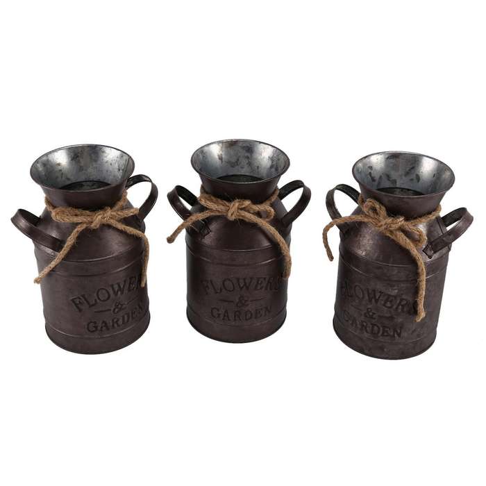 3pcs Flower Bucket Retro Iron Bucket Flower Pot Vase Decoration