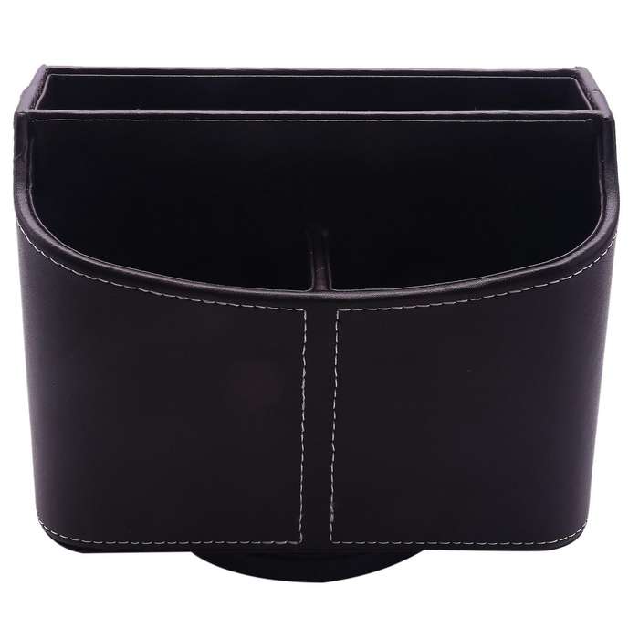 Remote Control Holder, 360 Degrees Rotatable Pu Leather Brown