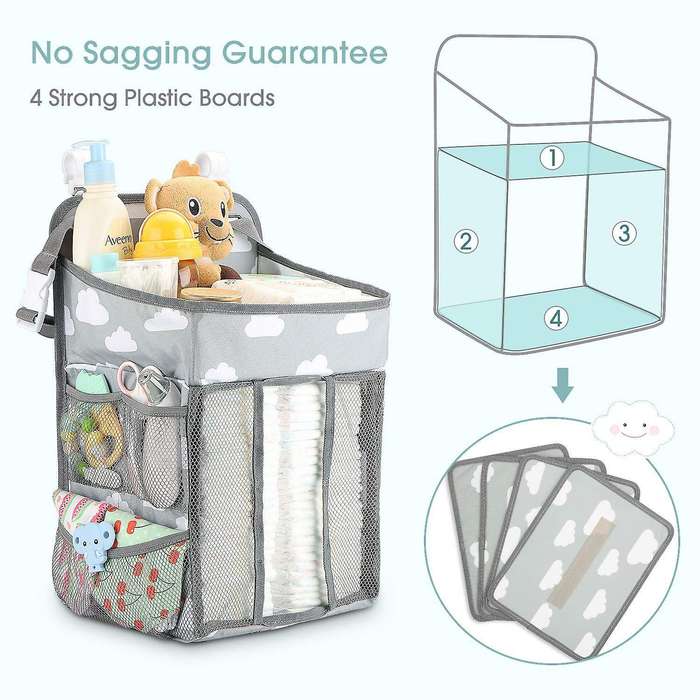 Hanging Diaper Caddy Organizer- Diaper Stacker for Changing Table