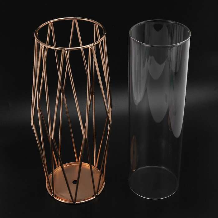 Vase Decorations for Living Room Glass Vase with Metal Stand(11inch)
