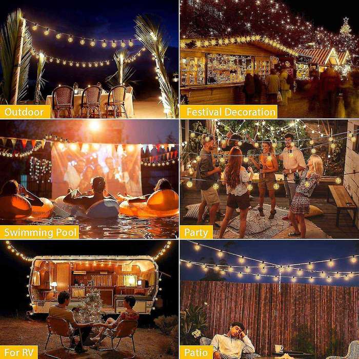 Remote Control G40 Solar Powered Outdoor String Lights 7m 10 Bulbs