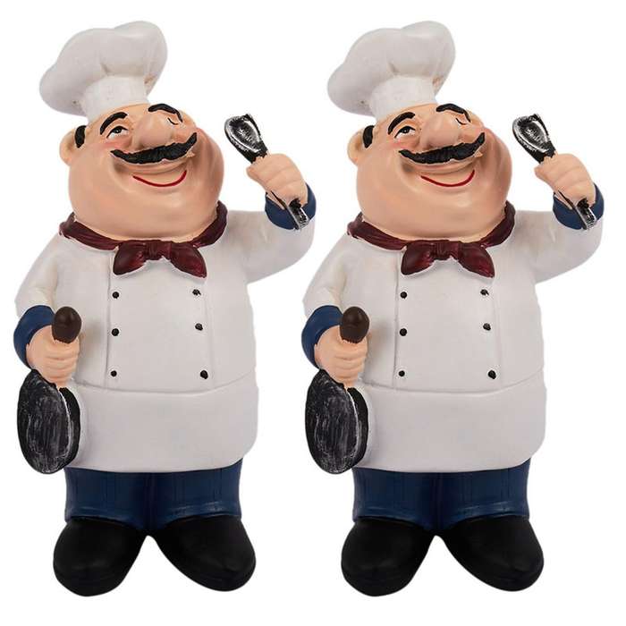2x Retro Chef Model Ornaments Resin Crafts Mini Chef Figurines -a