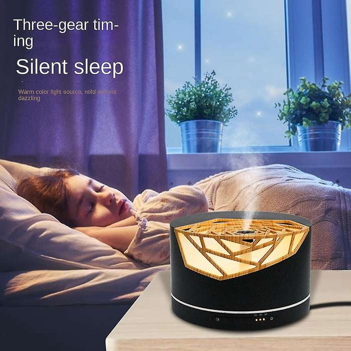 400ml Hollow Out Wood Grain Essential Oil Diffuser Eu Plug