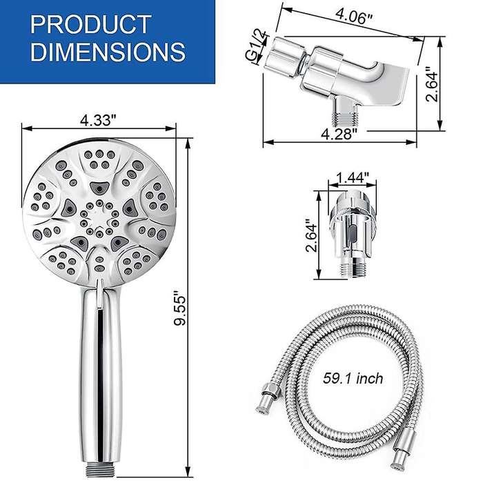 High Pressure Handheld Shower Head, 6 Spray Settings Shower Head