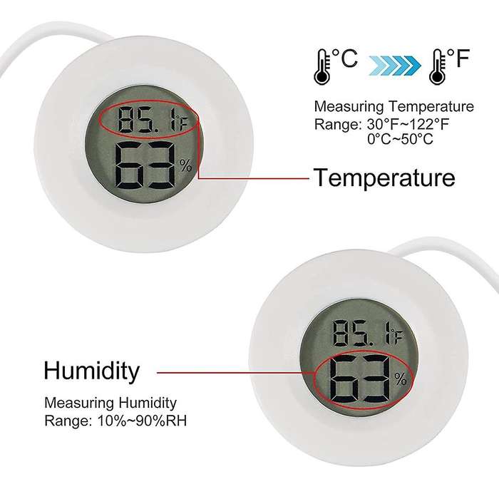 9pcs Mini Digital Hygrometer Thermometer Gauge with Probe, Black