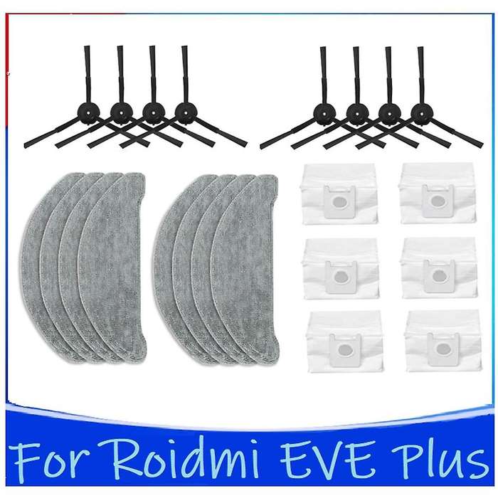 22pcs Washable Hepa Filter Side Brush Dust Bag for Roidmi Eve Plus
