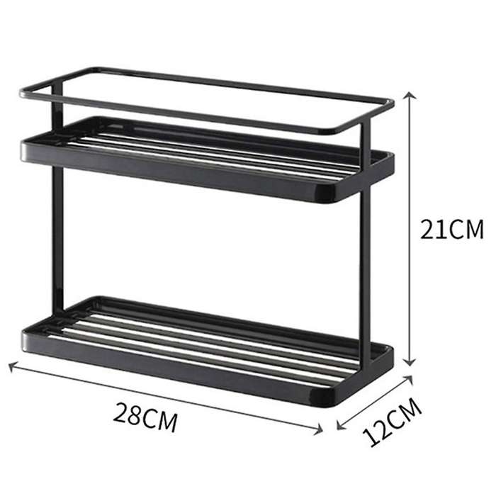 Kitchen Bathroom Wall Hanging 2 Layer Organizer Storage Rack White