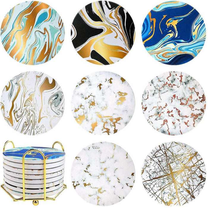Marble Coasters Set with Cork Base,cup Ceremic Coaster for Gifts,home