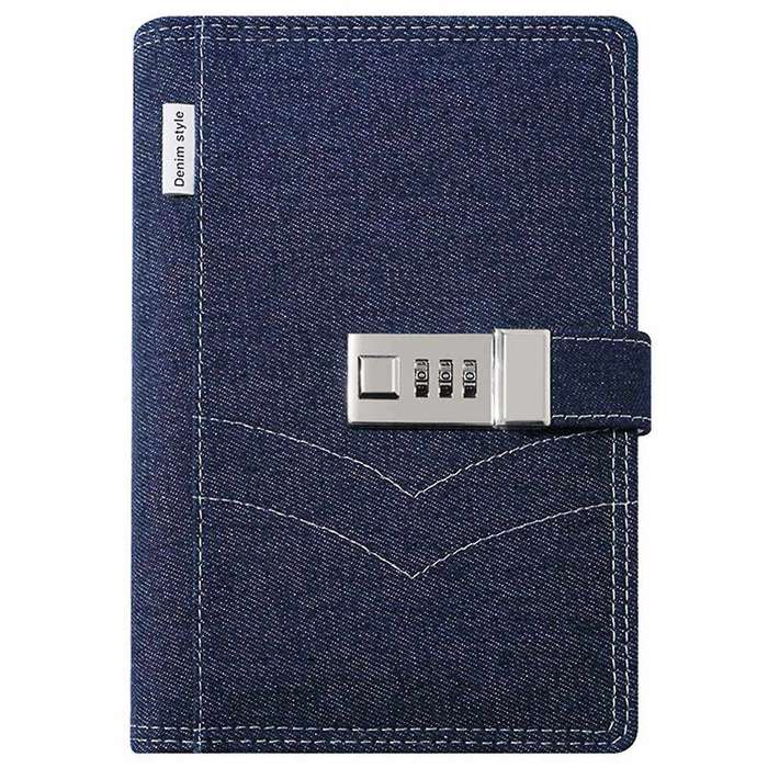 B6 Password Book Diary Girl Secret Book with Lock Navy Blue