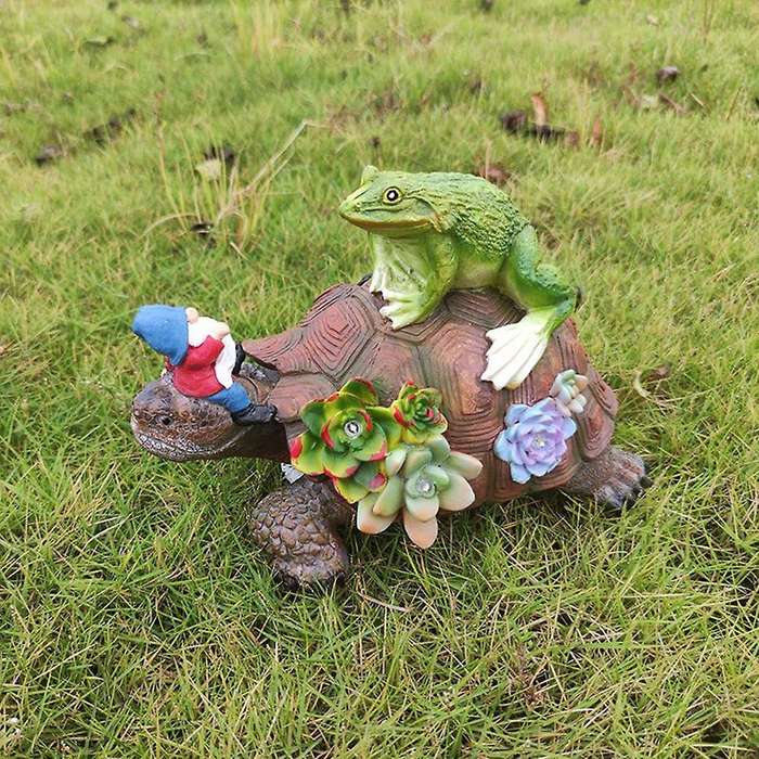 Frog Gnome Garden Statue with Solar Light, for Outdoor Decoration