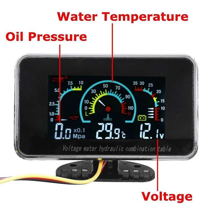 3 In1 Lcd Car Digital Gauge Voltmeter/oil Pressure/water Temp 12-24v