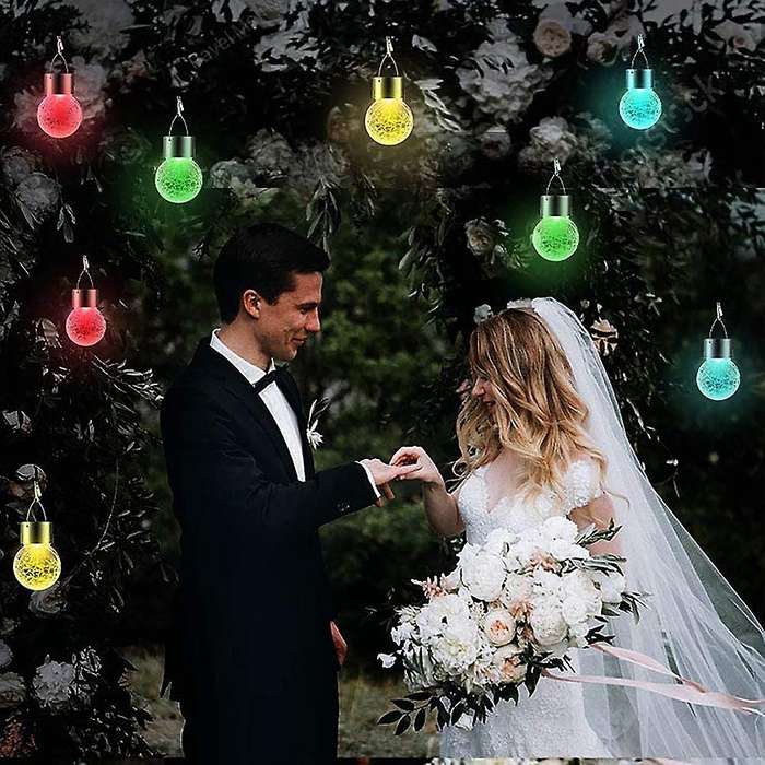 Outdoor Decorative Solar Powered Lanterns Cracked Glass Ball Ligh