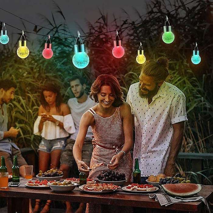 Outdoor Decorative Solar Powered Lanterns Cracked Glass Ball Ligh