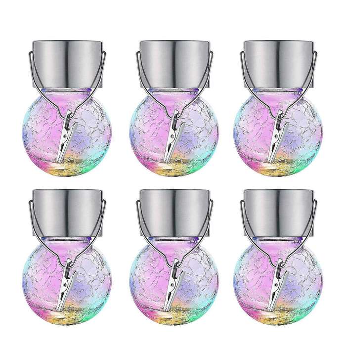Outdoor Decorative Solar Powered Lanterns Cracked Glass Ball Ligh
