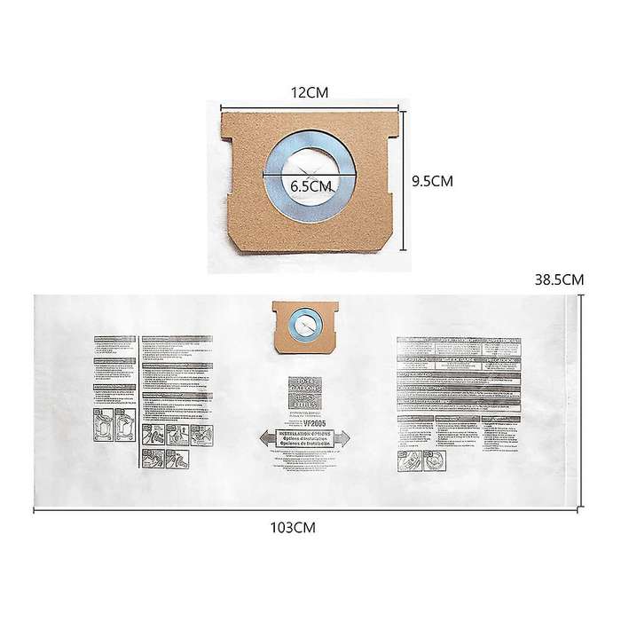 10 Pack Vf2005 Replacement Vacuum Dust Bags for Shop-vac 10 to 14
