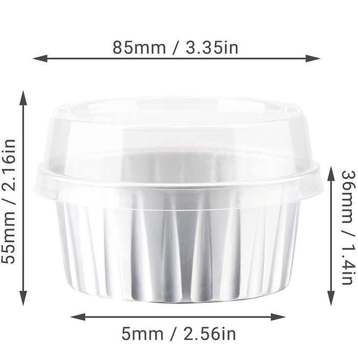 Foil Ramekins with Lids,aluminum Foil Cupcake Liners,silver