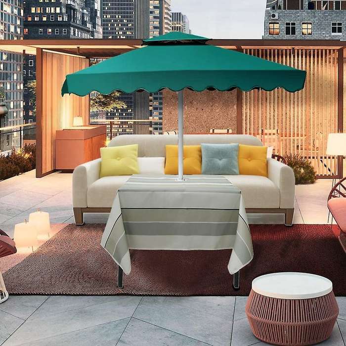 Outdoor Tablecloth Waterproof with Zipper Umbrella Hole 60 X 60 Inch