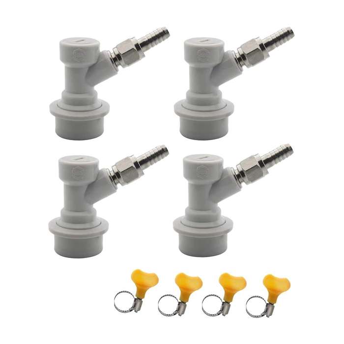 4 Pcs Ball Lock Keg Disconnect Set, 1/4 Mfl with 5/16inch Hose Clamps