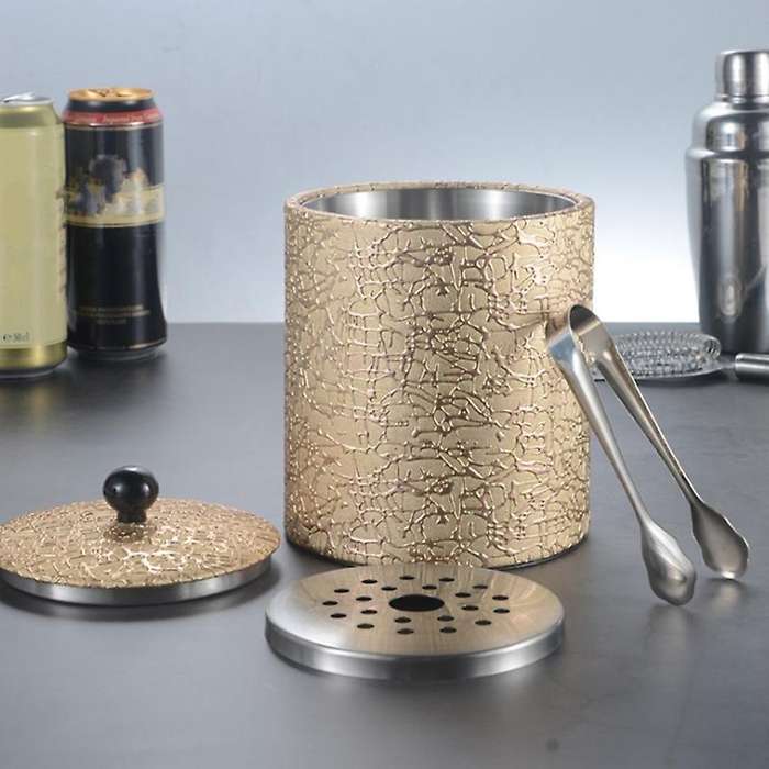 1.3l Stainless Steel Ice Bucket Leather Ice Bucket European Style, A