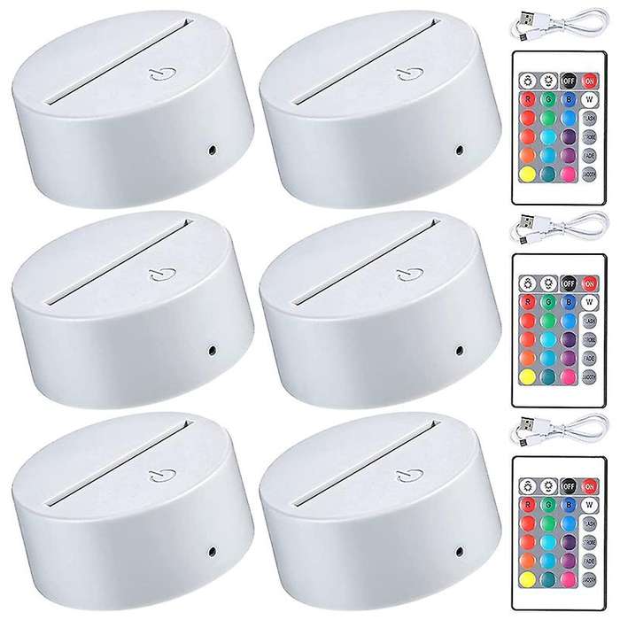 6 Pieces 3d Led Light Base, for Acrylic and Resin Glass (white)
