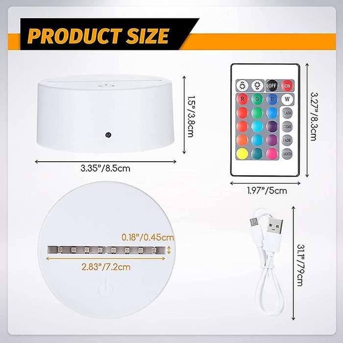 6 Pieces 3d Led Light Base, for Acrylic and Resin Glass (white)