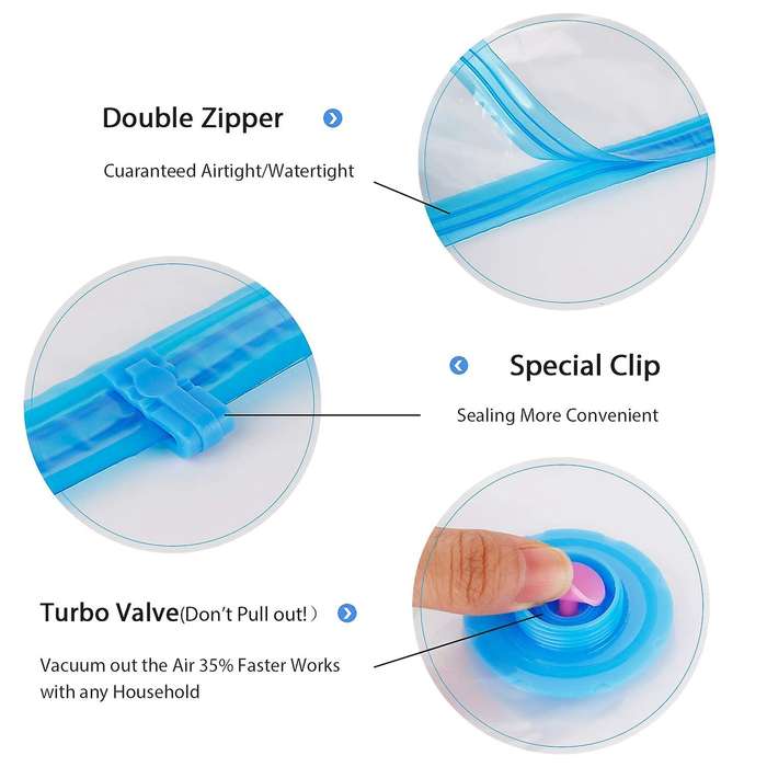 6 Pack Jumbo Reusable Space Saver Vacuum Seal Storage Bags with Pump