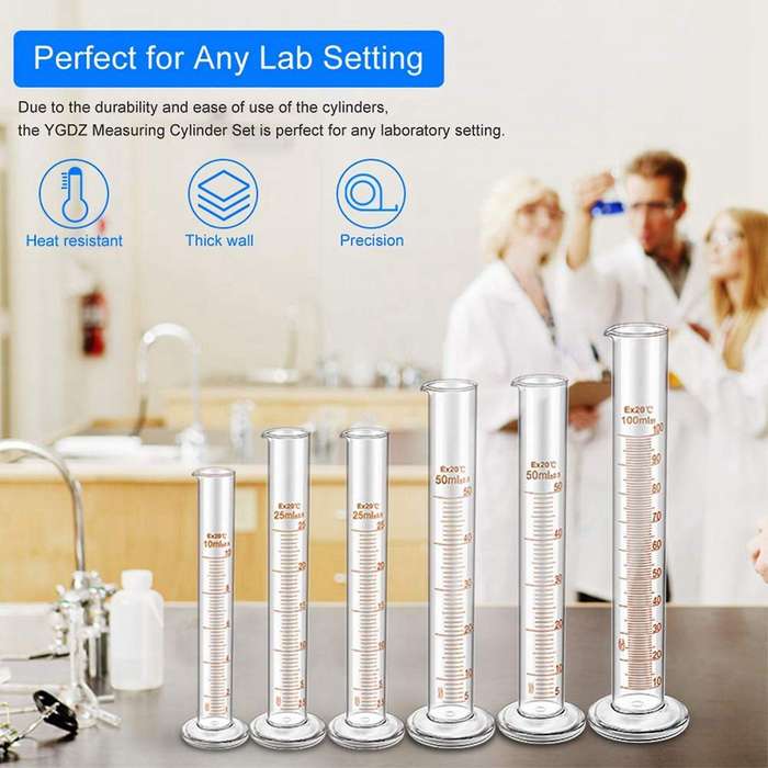 Thick Glass Graduated Measuring Cylinder Set Glass with Two Brushes
