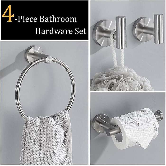 Bathroom Hardware Set Stainless Steel Towel Ring Toilet Paper Holder