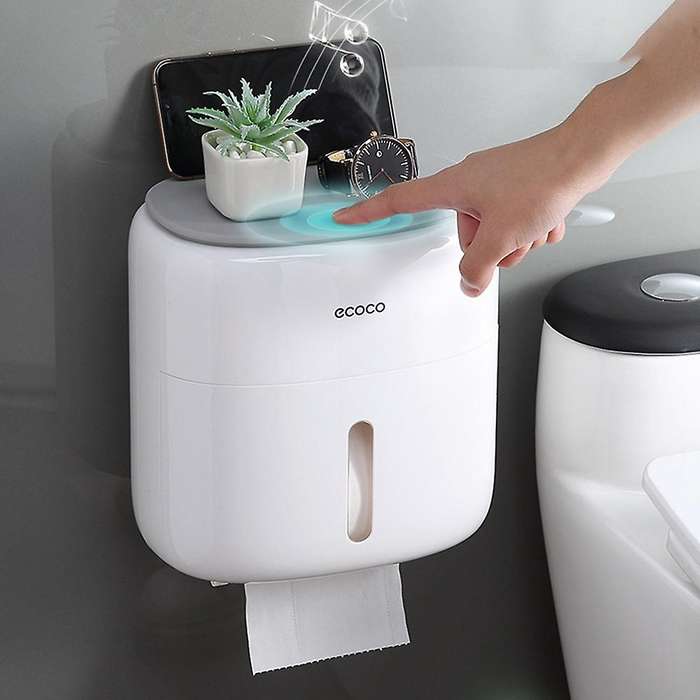 Ecoco Wall Mounted Toilet Paper Holder Shelf for Bathroom Toilet-c