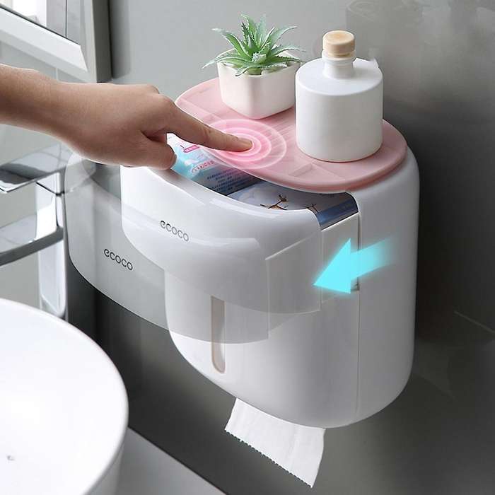 Ecoco Wall Mounted Toilet Paper Holder Shelf for Bathroom Toilet-c