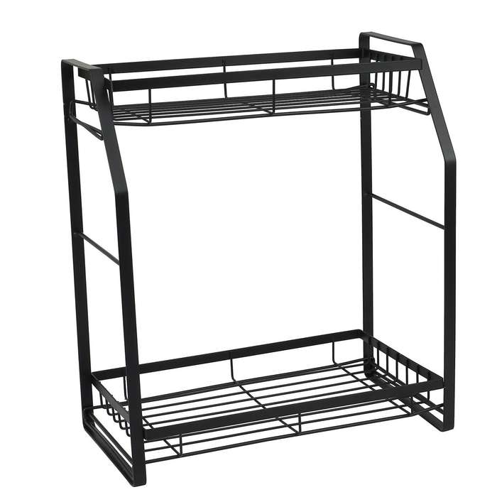 Spice Holder, 2 Tier Spice Rack Storage Rack for Seasoning Jars,black