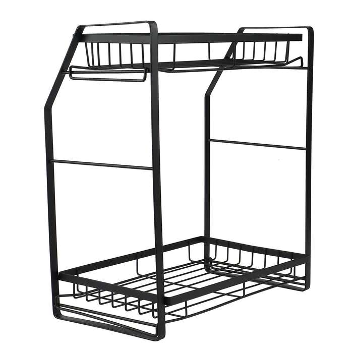 Spice Holder, 2 Tier Spice Rack Storage Rack for Seasoning Jars,black