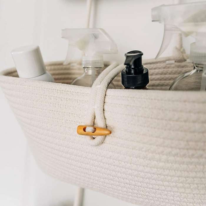 Rope Over The Door Basket 3-tier Wall Hanging Basket- White