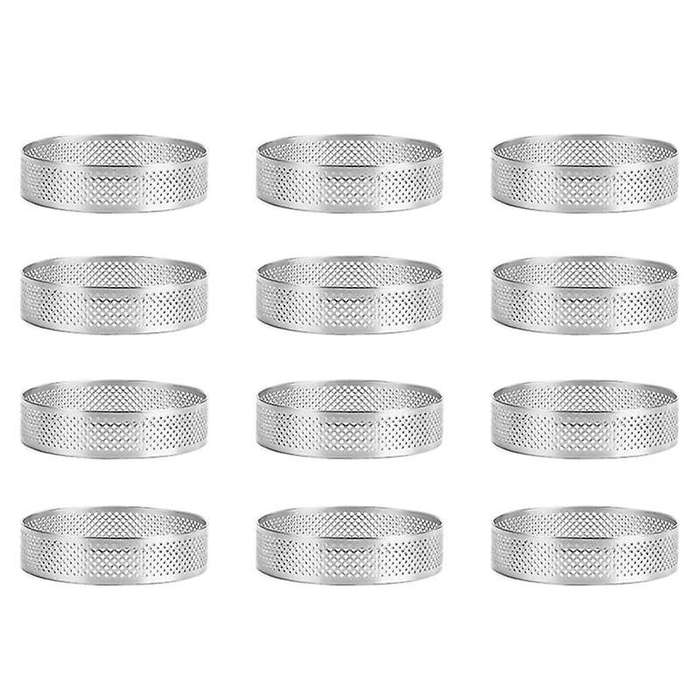 12 Pack Stainless Steel Tart Rings,perforated Cake Mousse Ring, 6cm
