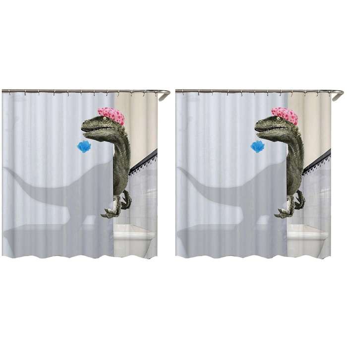 Lovely Bathing Dinosaur Print Curtain Shower Bath Curtain180x180cm