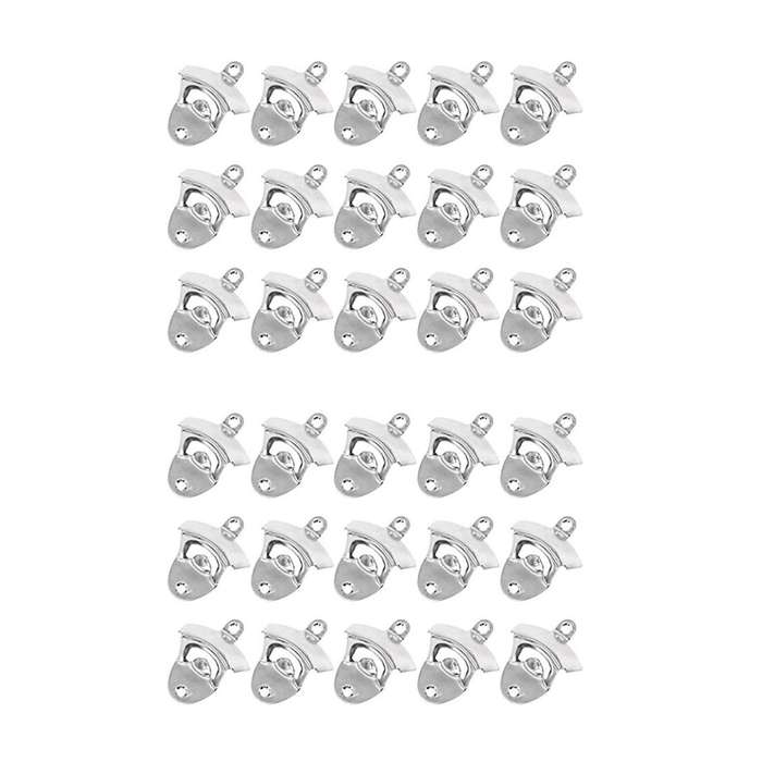 30pcs Silver Wall Mount Bottle Opener Kit with Screws, Bottle Opener