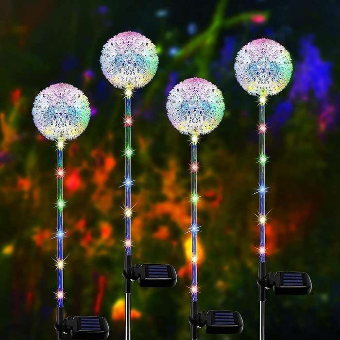 Solar Garden Lights Outdoor, 4pack Solar Garden Dandelion Lights