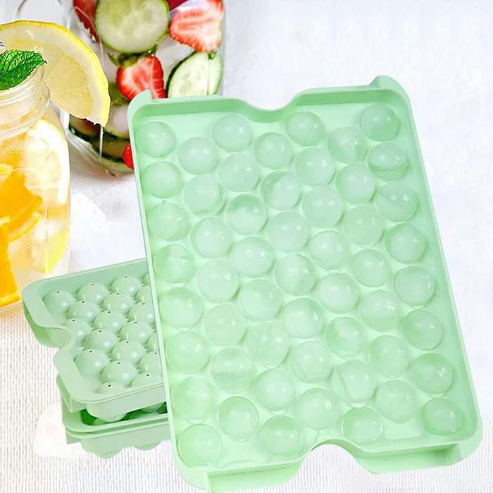 Ice Cube Tray, for Circle Ice Cube Trays(3 Ice Trays with Bin, Green)