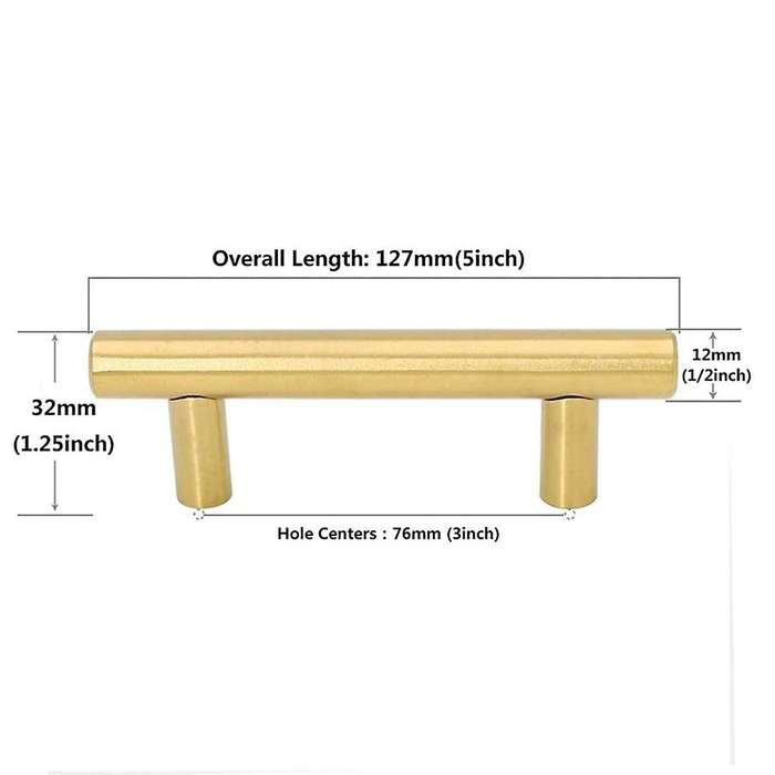 3in Hole Centers Brushed Cabinet Drawer T Bar Cupboard Door Handle