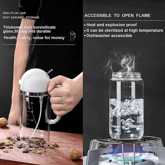 Vinegar Oil Dispenser Glass Oil Bottle for Cooking,salad,bbq,white
