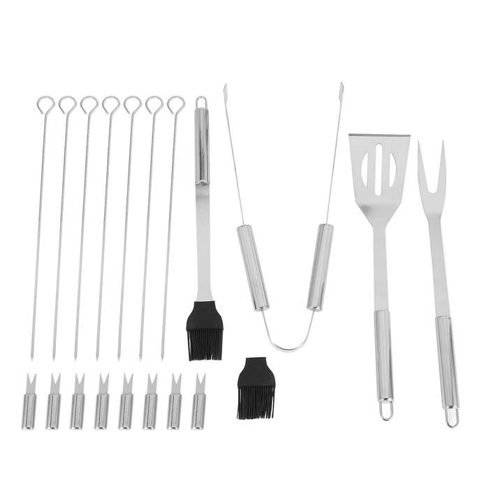 20pcs Bbq Grill Accessories Tools Set, Stainless Steel Grilling Kit