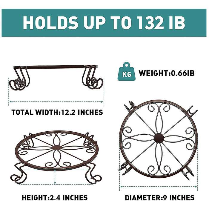 Metal Plant Stand for Indoor Plants, Heavy Duty Potted Holder, Brown