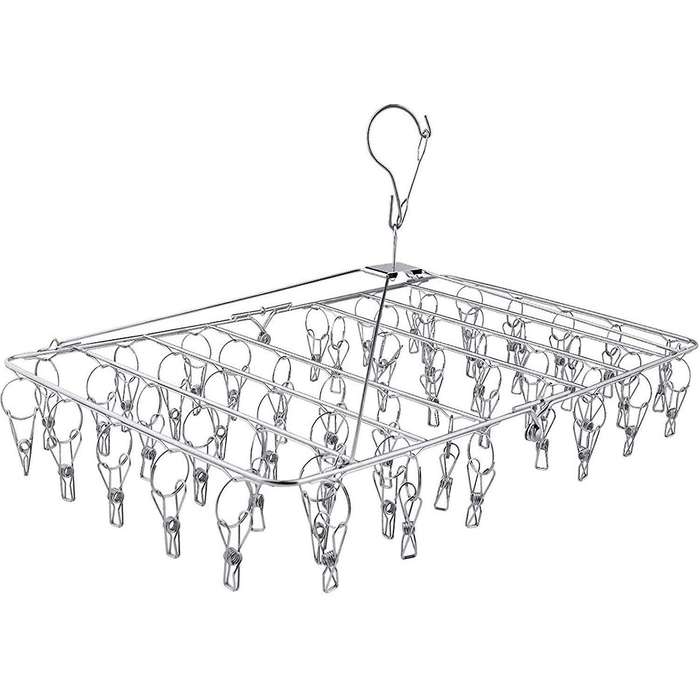 Clothes Drying Rack, 52 Clips Stainless Steel Laundry Folding Hanger