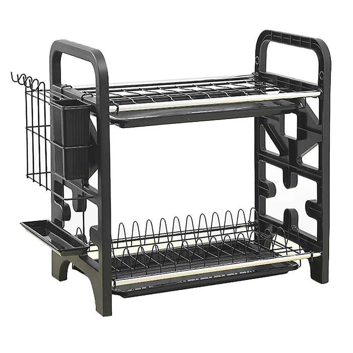 Dish Rack 2 Tier Kitchen Dish Drying Rack Drainer with Drip B