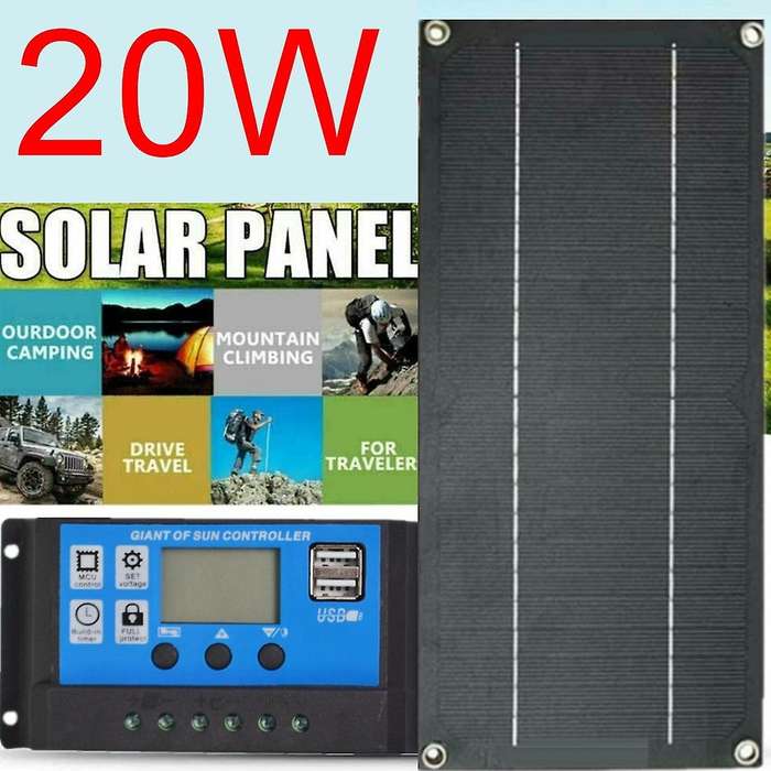 20w Solar Panel Kit 18v Battery 100a Pwm Charger Controller