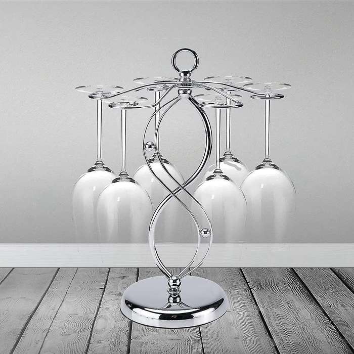 Countertop Wine Glass Holder Rack Wine Glass Rack with 6 Hooks