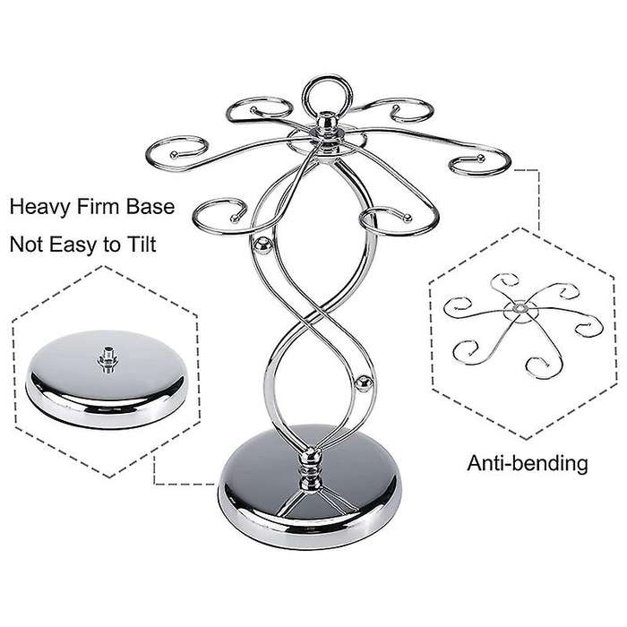 Countertop Wine Glass Holder Rack Wine Glass Rack with 6 Hooks